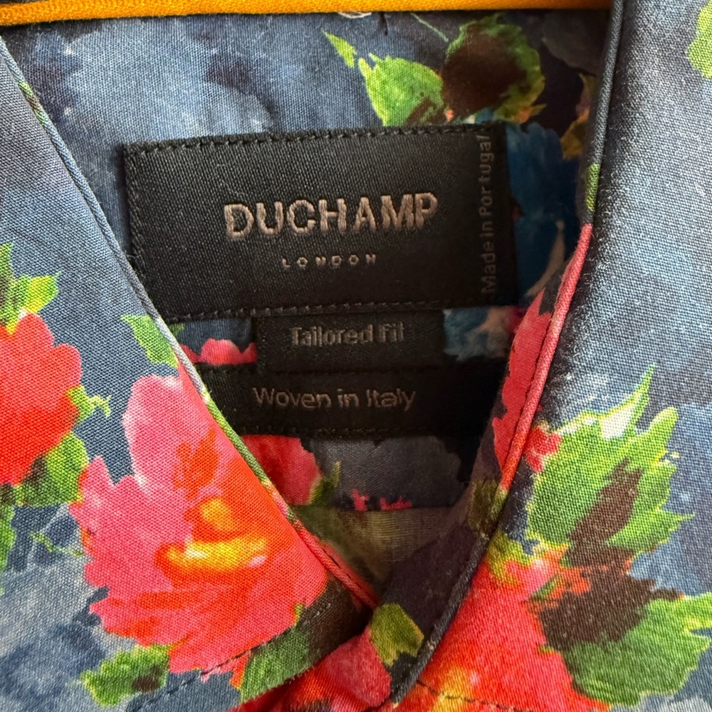 Duchamp Blue and Red Floral Shirt
